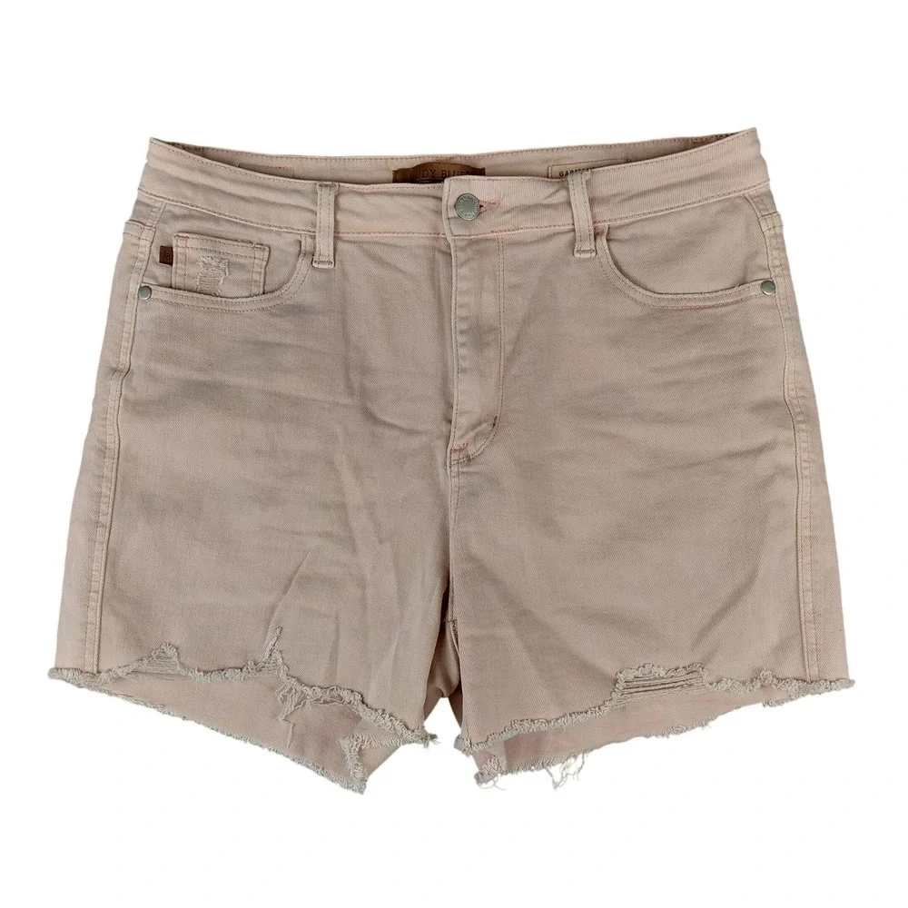 Judy Blue Peach‎ Pink Garment Dyed Raw Hem Denim Shorts XL JB150149 C-CO